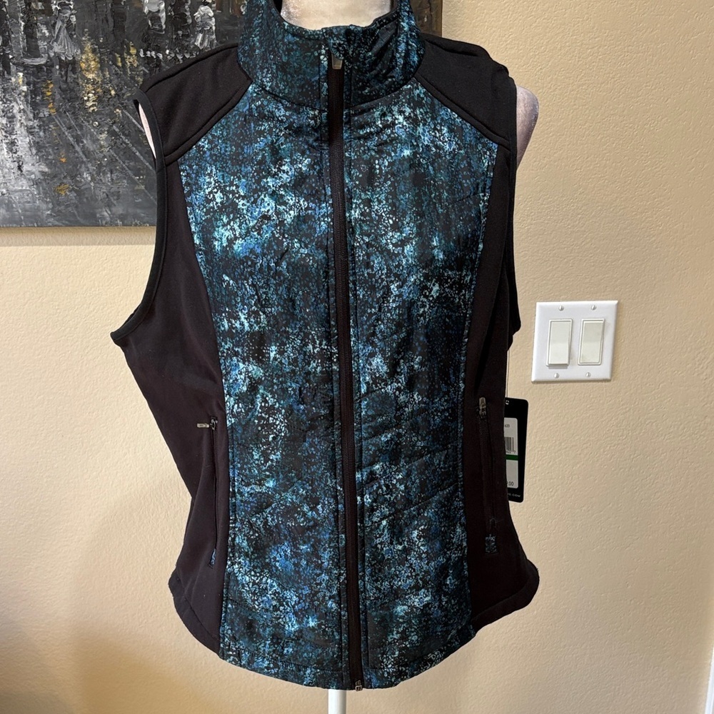 Marc New York Black Vest with Teal Patterned Front